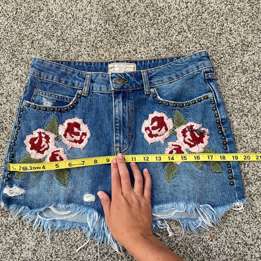 Free People Floral Embroidered Denim Skirt - Picture 5 of 7